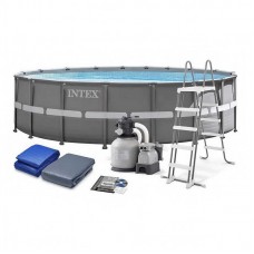 Intex ПОШКОДЖЕНЕ ПАКУВАННЯ Бассейн каркасный 26326 NP 488 x 122 см 4 500 л/ч, насос 220V, лестница, тент, подстилка 