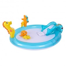 Надувной бассейн BabyToys 57173 Морские обитатели с горкой