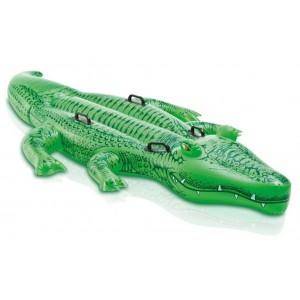 Плотик 58562 познавательная детская надувная лодочка - плотик Крокодил, держатель для безопастности, двухместная