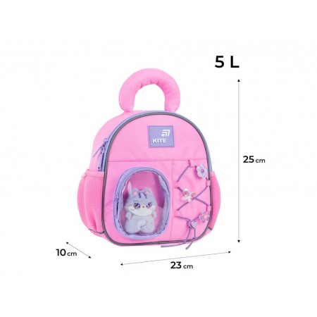 Рюкзак детский Kite Kids Cat&amp;Fun K26-2737XXS-1, с плюшевой игрушкой