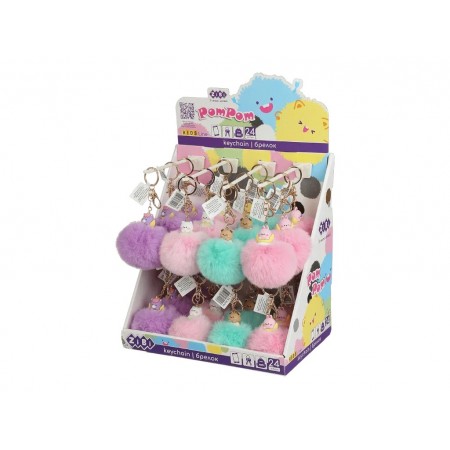 Брелок-помпон з хутра PomPom Angel Pet, близько 8 см, з фігуркою, 4 види (ціна за 1шт) ZiBi ZB.706701