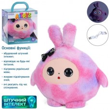 Мягкая игрушка AI BB1882F-87 25-26-13см, интерактивная/ШИ, LED глаза, поддерживает украинский язык, акум, USBзарядное, в кор-ке, 25-27-16см