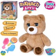 Животное M 5952 I UA мишка, мягкая игрушка, 31-19-12см, сенсорный, музыка-звук (укр), песни, моргает глазами, засыпает, реагирует на аксессуары, плюш, на бат-ке, в кор-ке