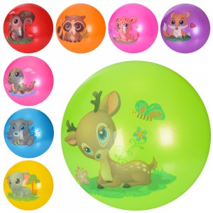 Мяч детский MS 3508 9 дюймов, рисунок, 60г, 8цветов, 8видов животные