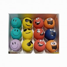 Детский мяч BabyToys MS 4548 со смайлом 6 см, набор 24 шт