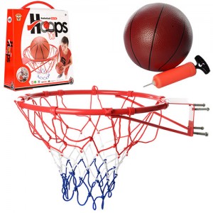 Баскетбольне кільце M 2654 45см метал, сітка, м'яч гумовий 20см, насос
