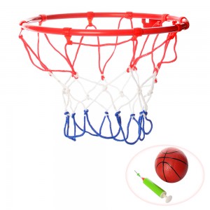 Баскетбольное кольцо M 3371 22 см, металл, сетка, мяч 16 см, насос, игла