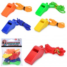 Спортивные свистки BabyToys MS 4418, набор 5 шт с шнурком