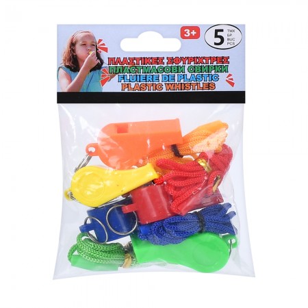 Спортивні свистки BabyToys MS 4418, набір 5 шт зі шнурком
