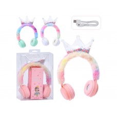 Наушники беспроводные детские FG240430009Q, Bluetooth, TF слот, с короной и плюшевым ободком