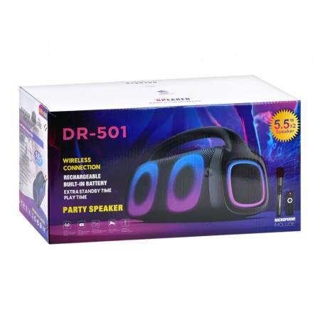 Акустична колонка, Bluetooth, мікрофон, світло, пульт DR-501