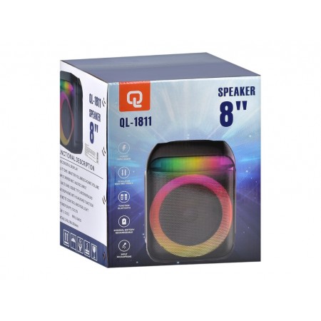 Акустична колонка SMT 0002, 8 дюймів, Bluetooth, підсвітка, мікрофон, TFслот, USBзарядне, FM