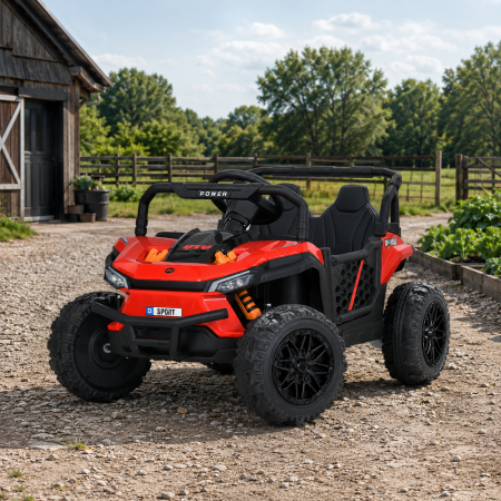 Дитячий електромобіль Джип Баггі Can-Am Maverick Bambi M 5811 EBLR-3 червоний, 2 мотори по 65W, EVA, шкіра, MP3, USB, Bluetooth, TF