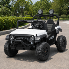 Детский электромобиль Джип Багги UTV Speedy Adventure M 6206EBLR-1 двухместный, 4 мотора по 45W, EVA, кожа, Bluetooth, MP3, USB, белый