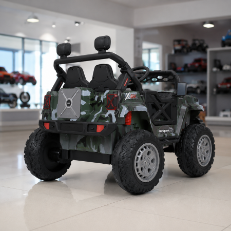 Дитячий електромобіль Джип Jeep Wrangler Bambi M 4960EBLRS-18, 2 мотори по 35W, EVA, шкіра, MP3, USB, Bluetooth, камуфляж