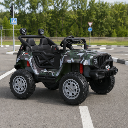 Дитячий електромобіль Джип Jeep Wrangler Bambi M 4960EBLRS-18, 2 мотори по 35W, EVA, шкіра, MP3, USB, Bluetooth, камуфляж