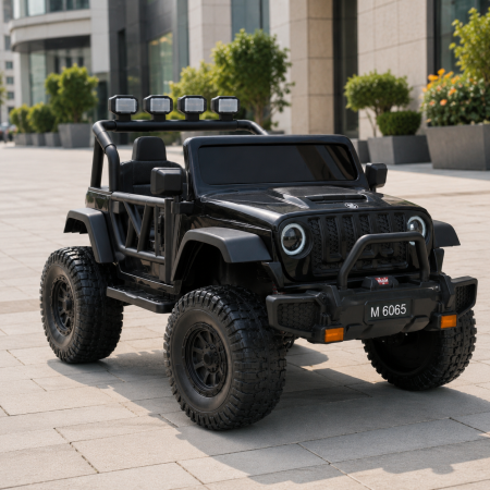 Детский электромобиль Джип Jeep Wrangler Bambi M 6065EBLR-2 двухместный, 2 мотора по 45W, EVA, кожа, Bluetooth, свет, черный
