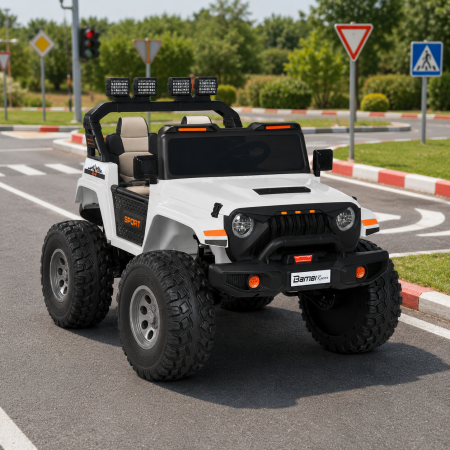 Детский электромобиль Джип Jeep Wrangler M 6204EBLR-1 двухместный белый, 4 мотора по 45W, EVA, кожа, MP3, USB, Bluetooth Детский электромобиль Джип Jeep Wrangler M 6204EBLR-1 двухместный белый, 4 мотора по 45W, EVA, кожа, MP3, USB, Bluetooth