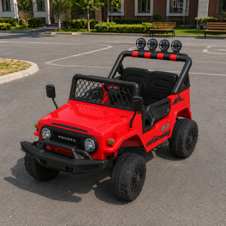 Детский электромобиль Джип Toyota FJ Cruiser 2566AEBLR-3 двухместный, 4 мотора по 35W, EVA, кожа, MP3, USB, Bluetooth, красный Детский электромобиль Джип Toyota FJ Cruiser 2566AEBLR-3 двухместный, 4 мотора по 35W, EVA, кожа, MP3, USB, Bluetooth, красный