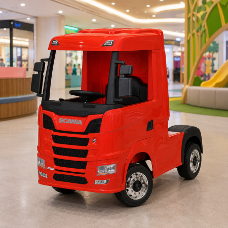 Детский электромобиль грузовик Scania R500 M 6062EBLR-3 красный, 4 мотора по 35W, MP3, USB, Bluetooth, EVA, экокожа