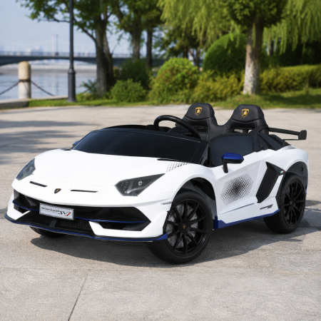 Дитячий електромобіль Lamborghini Aventador SVJ Roadster M 6026EBLR-1 двомісний, 4 мотори по 45W, EVA, екошкіра, MP3, Bluetooth, білий