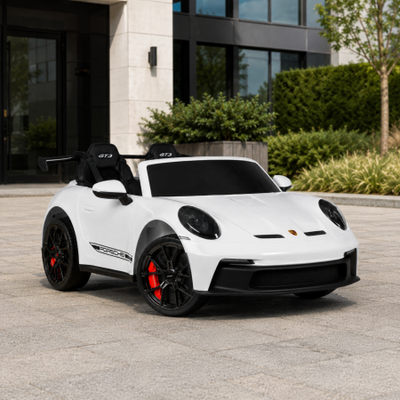 Детский электромобиль Porsche 911 GT3 RS M 6111EBLR-1 двухместный, 2 мотора по 320W, EVA, кожа, MP3, Bluetooth, белый