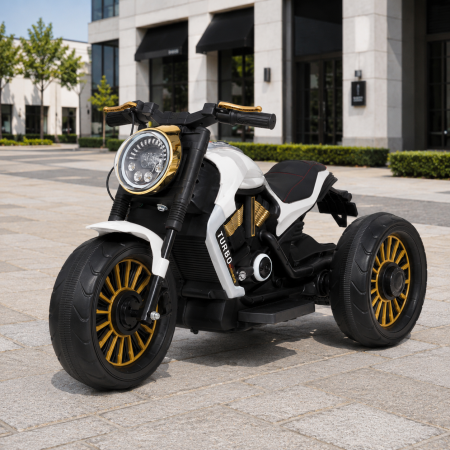 Детский мотоцикл Bambi M 5048EL-1 Harley-Davidson V-Rod белый, 2 мотора по 25W, EVA, кожа, MP3, USB, Bluetooth