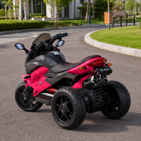 Детский мотоцикл BMW K1300S Bambi M 4274EL-8, розовый, 2 мотора по 35W, EVA, кожа, MP3, USB, TF