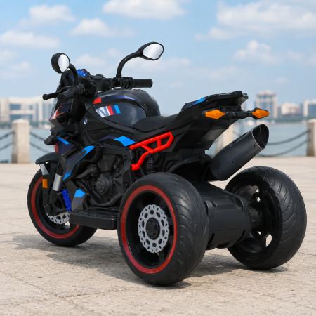 Детский мотоцикл BMW S1000R M 6142EL-2 черный, 2 мотора по 25W, EVA, кожа, Bluetooth, MP3 Детский мотоцикл BMW S1000R M 6142EL-2 черный, 2 мотора по 25W, EVA, кожа, Bluetooth, MP3