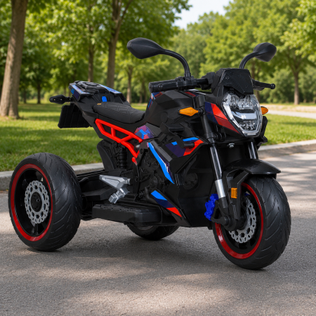 Детский мотоцикл BMW S1000R M 6142EL-2 черный, 2 мотора по 25W, EVA, кожа, Bluetooth, MP3 Детский мотоцикл BMW S1000R M 6142EL-2 черный, 2 мотора по 25W, EVA, кожа, Bluetooth, MP3