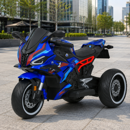 Детский мотоцикл BMW S1000RR M 6143EL-4 голубой, 2 мотора по 25W, EVA, экокожа, MP3, Bluetooth Детский мотоцикл BMW S1000RR M 6143EL-4 голубой, 2 мотора по 25W, EVA, экокожа, MP3, Bluetooth