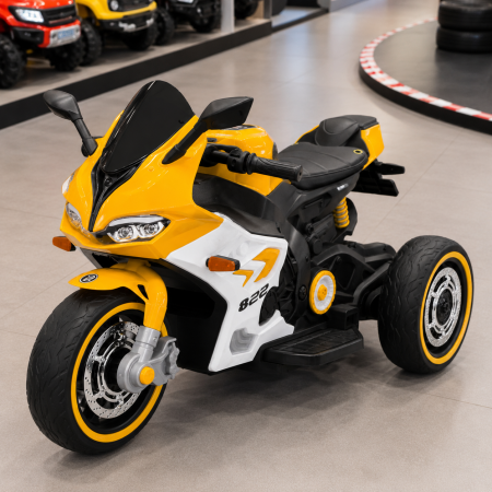 Детский мотоцикл Ducati Panigale M 6307EL-6 желтый, 2 мотора по 25W, EVA, экокожа, MP3, USB, Bluetooth