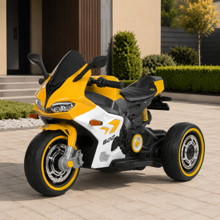 Детский мотоцикл Ducati Panigale M 6307EL-6 желтый, 2 мотора по 25W, EVA, экокожа, MP3, USB, Bluetooth