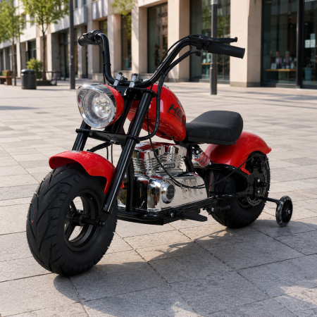 Дитячий мотоцикл Harley-Davidson Fat Boy M 6016AL-3, 1 мотор 350W, Bluetooth, USB, TF, екошкіра, надувні гумові колеса, червоний