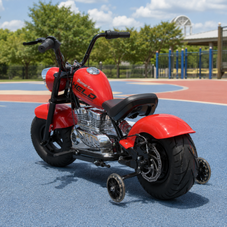 Дитячий мотоцикл Harley-Davidson Fat Boy M 6016AL-3, 1 мотор 350W, Bluetooth, USB, TF, екошкіра, надувні гумові колеса, червоний