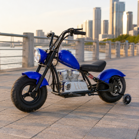 Дитячий мотоцикл Harley-Davidson Fat Boy M 6016AL-4, 1 мотор 350W, Bluetooth, USB, TF, екошкіра, надувні гумові колеса, синій