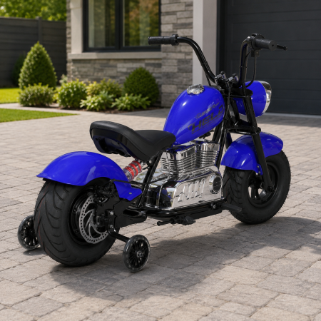 Дитячий мотоцикл Harley-Davidson Fat Boy M 6016AL-4, 1 мотор 350W, Bluetooth, USB, TF, екошкіра, надувні гумові колеса, синій