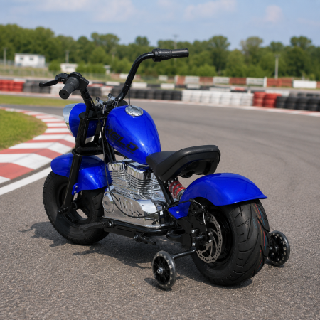 Дитячий мотоцикл Harley-Davidson Fat Boy M 6016AL-4, 1 мотор 350W, Bluetooth, USB, TF, екошкіра, надувні гумові колеса, синій