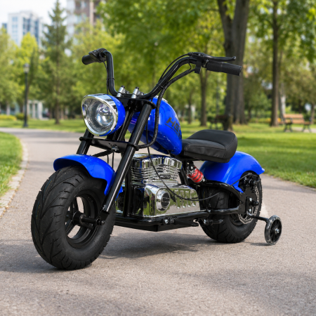 Дитячий мотоцикл Harley-Davidson Fat Boy M 6016AL-4, 1 мотор 350W, Bluetooth, USB, TF, екошкіра, надувні гумові колеса, синій