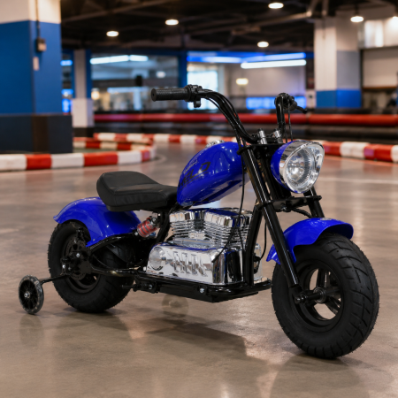 Дитячий мотоцикл Harley-Davidson Fat Boy M 6016AL-4, 1 мотор 350W, Bluetooth, USB, TF, екошкіра, надувні гумові колеса, синій