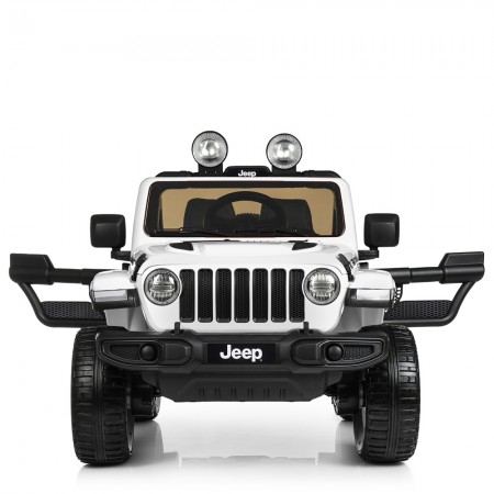Детский электромобиль Jeep Wrangler Rubicon белый с музыкой и Bluetooth
