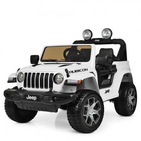 Детский электромобиль Jeep Wrangler Rubicon белый с музыкой и Bluetooth