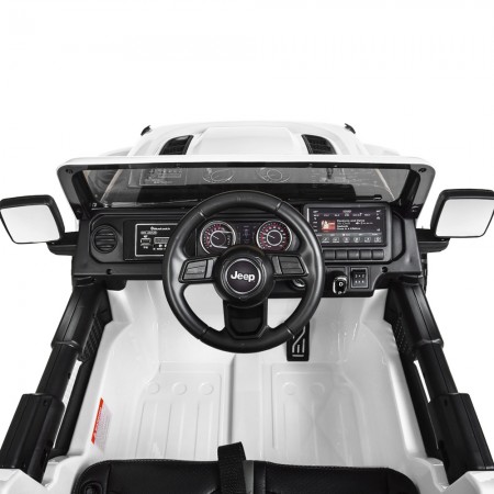 Детский электромобиль Jeep Wrangler Rubicon белый с музыкой и Bluetooth