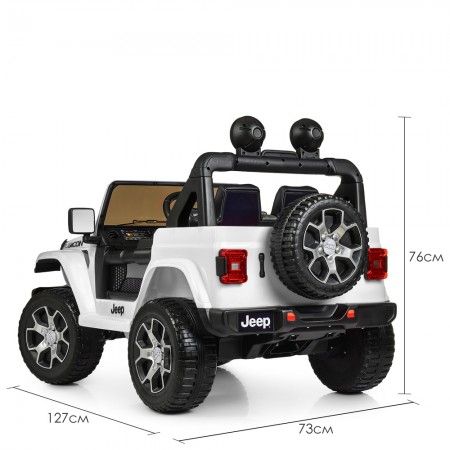Детский электромобиль Jeep Wrangler Rubicon белый с музыкой и Bluetooth