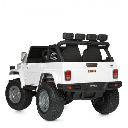 Детский электромобиль Джип Toyota Land Cruiser FJ40 Bambi M 4968 EBLR-1 двухместный белый, 4 мотора по 80W, EVA, кожа, USB, Bluetooth, свет Детский электромобиль Джип Toyota Land Cruiser FJ40 Bambi M 4968 EBLR-1 двухместный белый, 4 мотора по 80W, EVA, кожа, USB, Bluetooth, свет