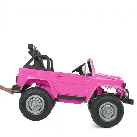 Дитячий електромобіль Джип Toyota Land Cruiser FJ40 Bambi M 4968 EBLR-3 двомісний рожевий, 4 мотори по 80W, EVA, шкіра, USB, Bluetooth, світло