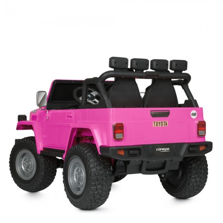 Дитячий електромобіль Джип Toyota Land Cruiser FJ40 Bambi M 4968 EBLR-3 двомісний рожевий, 4 мотори по 80W, EVA, шкіра, USB, Bluetooth, світло