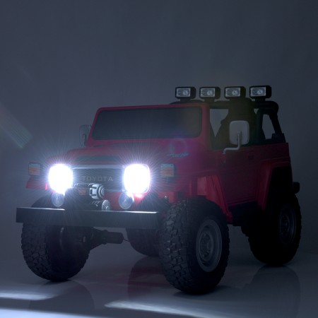 Дитячий електромобіль Джип Toyota Land Cruiser FJ40 Bambi M 4968 EBLR-3 двомісний рожевий, 4 мотори по 80W, EVA, шкіра, USB, Bluetooth, світло