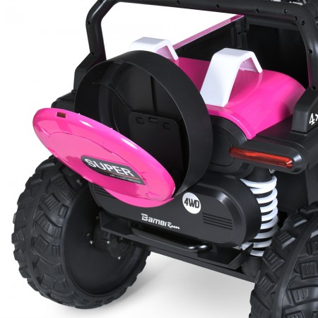 Дитячий електромобіль Джип Bambi M 5824 EBLRS-8 Jeep Wrangler Rubicon, 4 мотори по 25W, EVA, шкіра, Bluetooth, MP3, рожевий