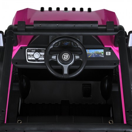 Дитячий електромобіль Джип Bambi M 5824 EBLRS-8 Jeep Wrangler Rubicon, 4 мотори по 25W, EVA, шкіра, Bluetooth, MP3, рожевий